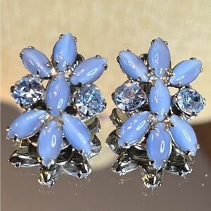 Vintage lavender Stone and  Rhinestone Floral Earrings